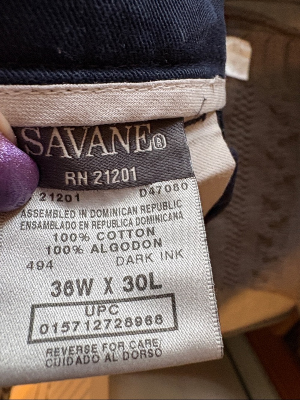 Savane Dark Ink Cotton Pants - Men's Navy Blue.